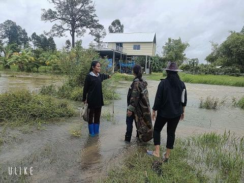 ตรวจสถานการณ์น้ำหลากถนนสายบ้านโคกสำราญ หมู่ที่10