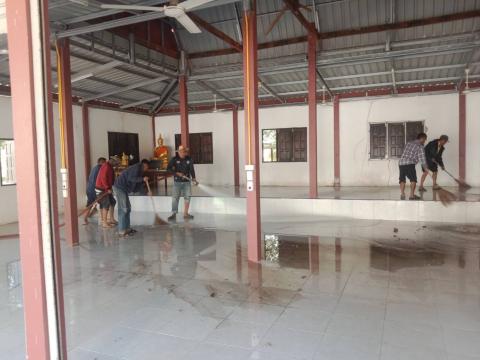 ฉีดล้างทำความสะอาดศาลาวัดบ้านบุตาพวง