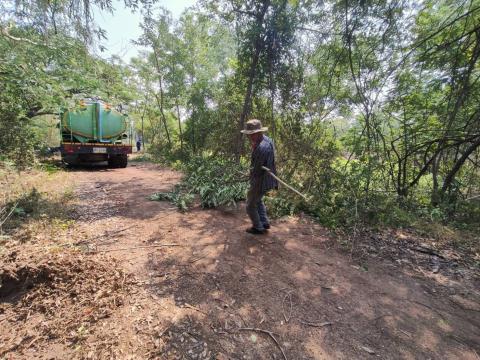 เตรียมความพร้อมสถานที่ เพื่อใช้ในในการจัดงานประเพณีบุญบั้งไฟ
