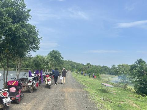 ลงพื้นที่จัดเตรียมสถานที่ และปรับปรุงภูมิทัศน์ เตรียมความพร้อม พิธีปล่อยพันธุ์สัตว์น้ำ