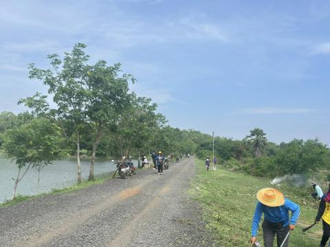 ลงพื้นที่จัดเตรียมสถานที่ และปรับปรุงภูมิทัศน์ เตรียมความพร้อม พิธีปล่อยพันธุ์สัตว์น้ำ