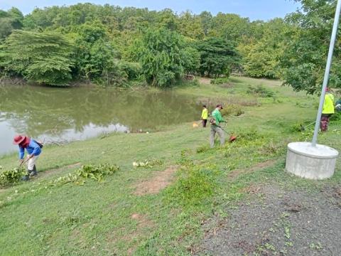 ลงพื้นที่จัดเตรียมสถานที่ และปรับปรุงภูมิทัศน์ เตรียมความพร้อม พิธีปล่อยพันธุ์สัตว์น้ำ