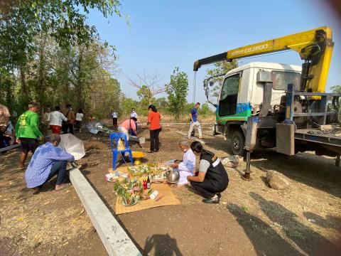 พิธียกเสาเอก เสาโท เพื่อสร้างศาลาธรรมสังเวชน์