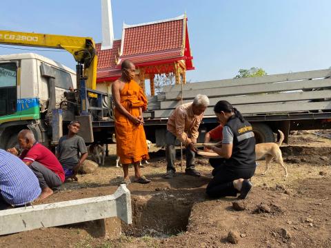 พิธียกเสาเอก เสาโท เพื่อสร้างศาลาธรรมสังเวชน์