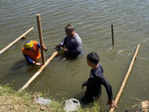 เตรียมสถานที่งานประเพณีวันลอยกระทงประจำปีงบประมาณ 2568