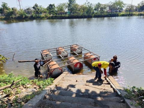 เตรียมสถานที่งานประเพณีวันลอยกระทงประจำปีงบประมาณ 2568