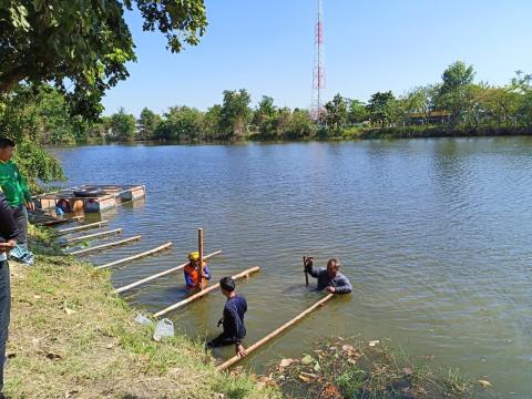 เตรียมสถานที่งานประเพณีวันลอยกระทงประจำปีงบประมาณ 2568